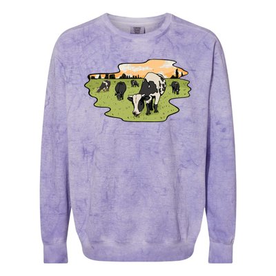 Cows In Field Colorblast Crewneck Sweatshirt