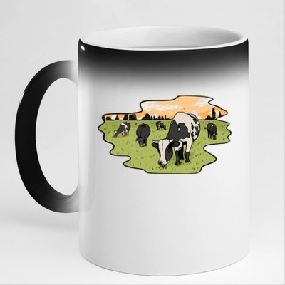 Cows In Field 11oz Black Color Changing Mug