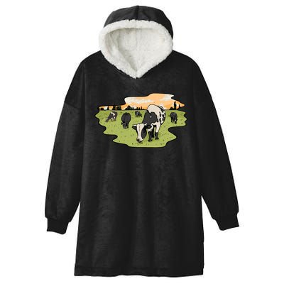 Cows In Field Hooded Wearable Blanket