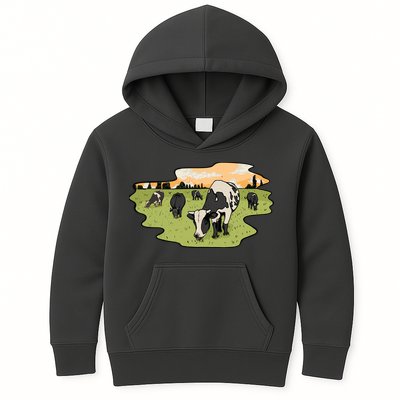 Cows In Field Kids Hoodie