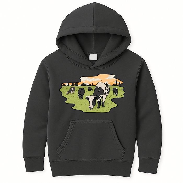 Cows In Field Kids Hoodie