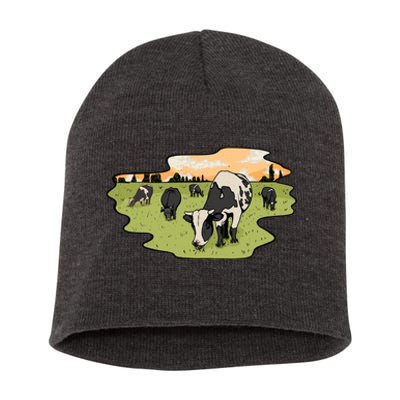 Cows In Field Short Acrylic Beanie