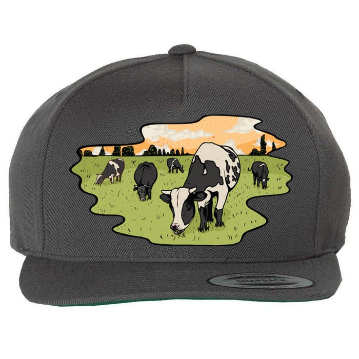 Cows In Field Wool Snapback Cap