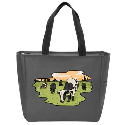 Cows In Field Zip Tote Bag