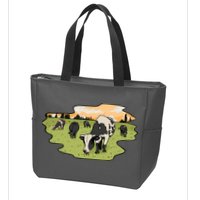Cows In Field Zip Tote Bag