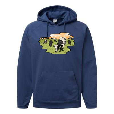 Cows In Field Performance Fleece Hoodie