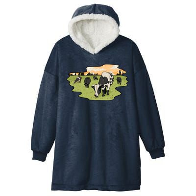 Cows In Field Hooded Wearable Blanket