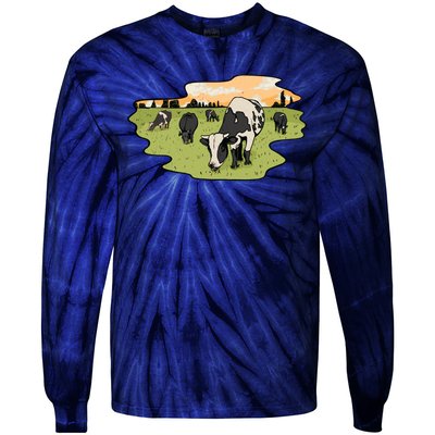 Cows In Field Tie-Dye Long Sleeve Shirt