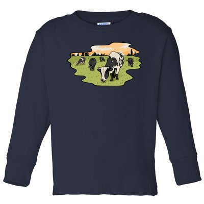 Cows In Field Toddler Long Sleeve Shirt