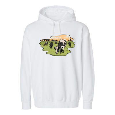 Cows In Field Garment-Dyed Fleece Hoodie