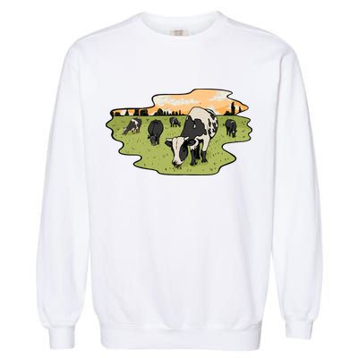 Cows In Field Garment-Dyed Sweatshirt
