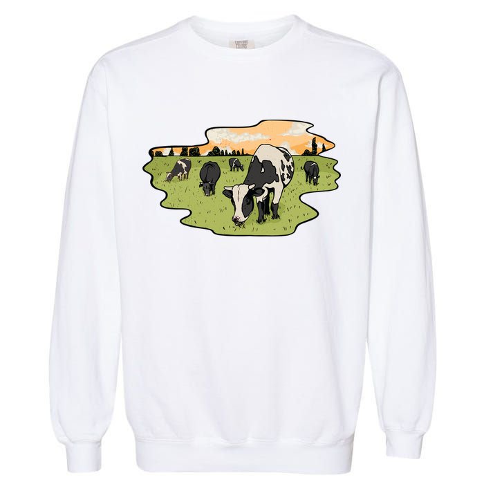 Cows In Field Garment-Dyed Sweatshirt