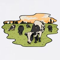 Cows In Field Garment-Dyed Sweatshirt