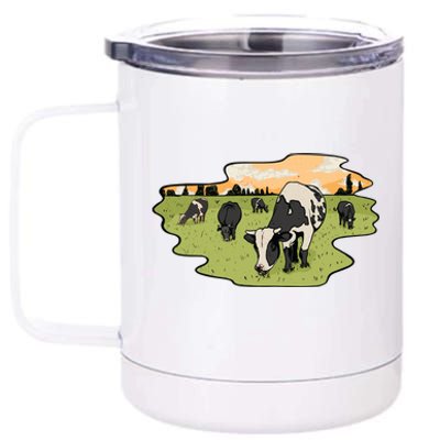 Cows In Field 12 oz Stainless Steel Tumbler Cup