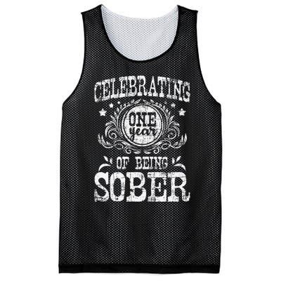 Celebrating One Year Of Being Sober Recovery Sobriety AA Mesh Reversible Basketball Jersey Tank