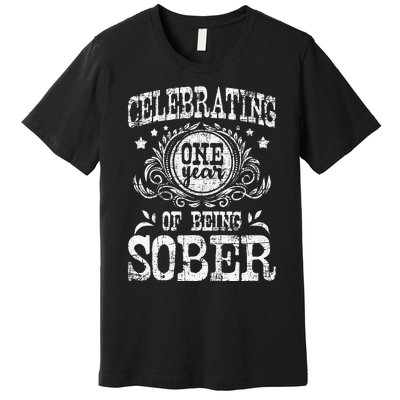 Celebrating One Year Of Being Sober Recovery Sobriety AA Premium T-Shirt