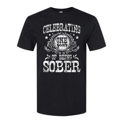 Celebrating One Year Of Being Sober Recovery Sobriety AA Softstyle CVC T-Shirt