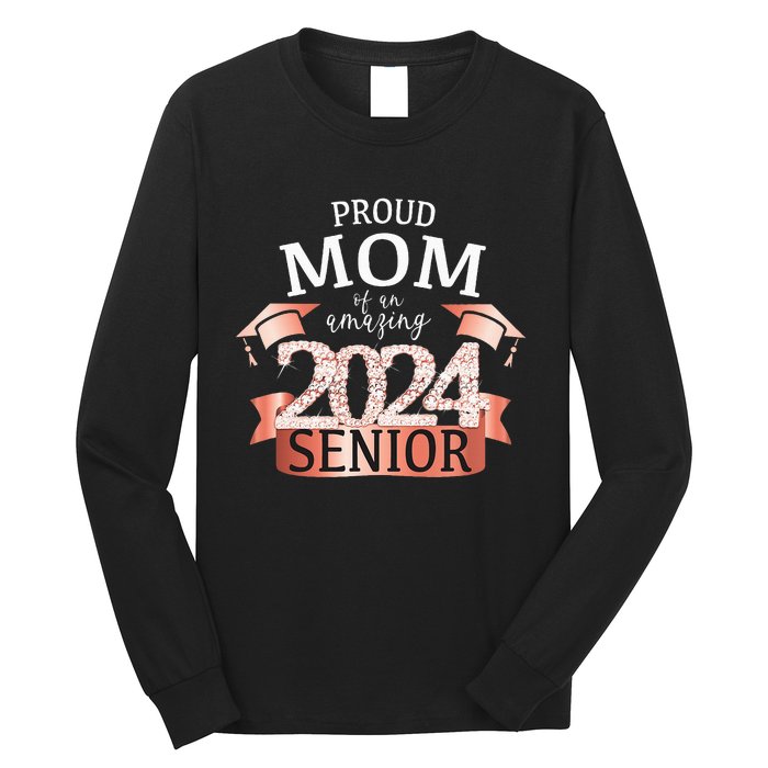 Celebration Proud 2024 Senior Mom I Elegant Pink Long Sleeve Shirt