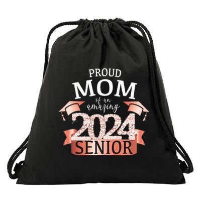 Celebration Proud 2024 Senior Mom I Elegant Pink Drawstring Bag