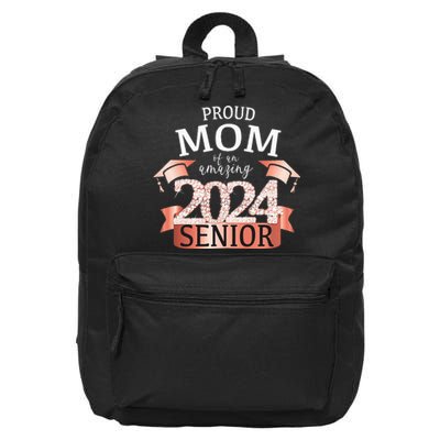 Celebration Proud 2024 Senior Mom I Elegant Pink 16 in Basic Backpack