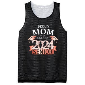 Celebration Proud 2024 Senior Mom I Elegant Pink Mesh Reversible Basketball Jersey Tank