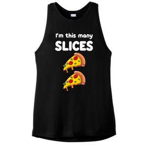 Cute Pizza 2nd Birthday Im This Many Slices 2 Year Old Ladies PosiCharge Tri-Blend Wicking Tank