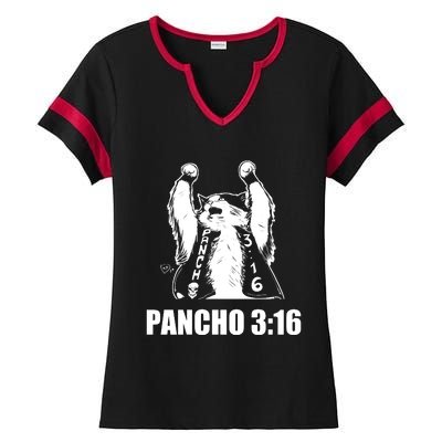 Cat Pancho 3 16 Ladies Halftime Notch Neck Tee