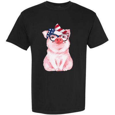 Cute Pig 4th Of July USA Flag Patriotic American Piggy Joke Garment-Dyed Heavyweight T-Shirt