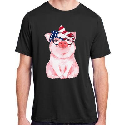 Cute Pig 4th Of July USA Flag Patriotic American Piggy Joke Adult ChromaSoft Performance T-Shirt