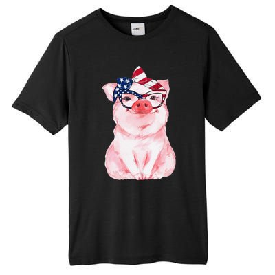 Cute Pig 4th Of July USA Flag Patriotic American Piggy Joke Tall Fusion ChromaSoft Performance T-Shirt