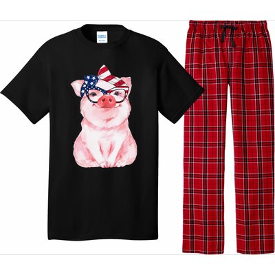 Cute Pig 4th Of July USA Flag Patriotic American Piggy Joke Pajama Set