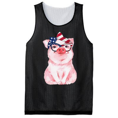 Cute Pig 4th Of July USA Flag Patriotic American Piggy Joke Mesh Reversible Basketball Jersey Tank