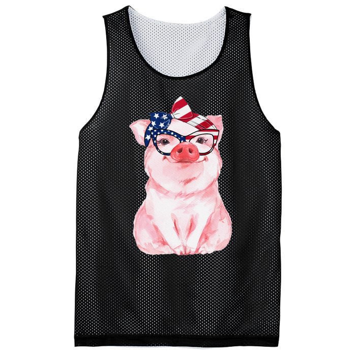 Cute Pig 4th Of July USA Flag Patriotic American Piggy Joke Mesh Reversible Basketball Jersey Tank