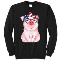 Cute Pig 4th Of July USA Flag Patriotic American Piggy Joke Tall Sweatshirt