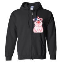 Cute Pig 4th Of July USA Flag Patriotic American Piggy Joke Full Zip Hoodie