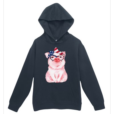 Cute Pig 4th Of July USA Flag Patriotic American Piggy Joke Urban Pullover Hoodie