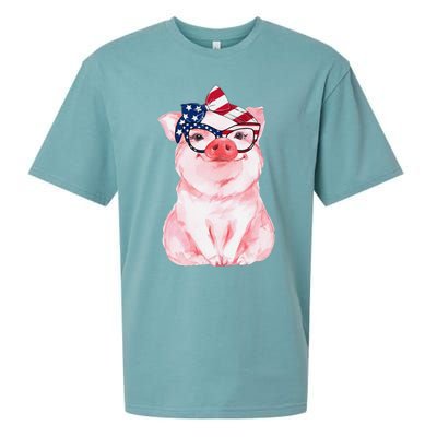 Cute Pig 4th Of July USA Flag Patriotic American Piggy Joke Sueded Cloud Jersey T-Shirt