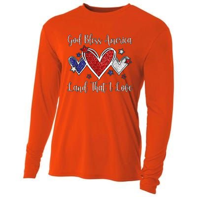 Cute Patriotic 4th Of July God Bless America Cooling Performance Long Sleeve Crew