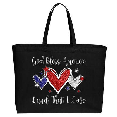 Cute Patriotic 4th Of July God Bless America Cotton Canvas Jumbo Tote