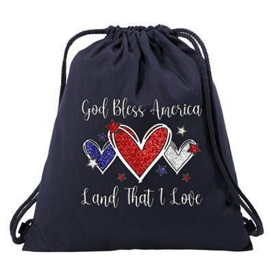 Cute Patriotic 4th Of July God Bless America Drawstring Bag