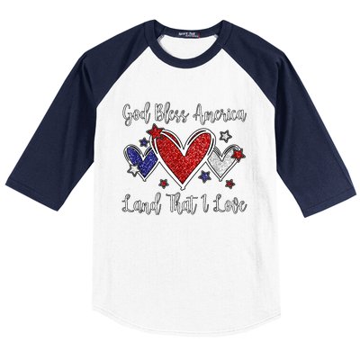 Cute Patriotic 4th Of July God Bless America Baseball Sleeve Shirt