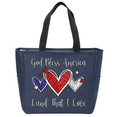 Cute Patriotic 4th Of July God Bless America Zip Tote Bag