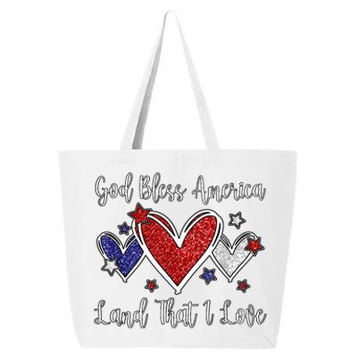 Cute Patriotic 4th Of July God Bless America 25L Jumbo Tote