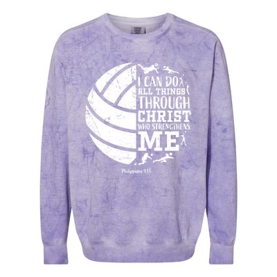 Cute Philippians 4:13 Volleyball Funny Gift Teen Her Gift Colorblast Crewneck Sweatshirt