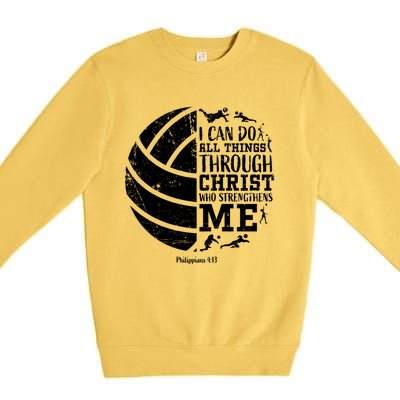 Cute Philippians 4:13 Volleyball Funny Gift Teen Her Gift Premium Crewneck Sweatshirt