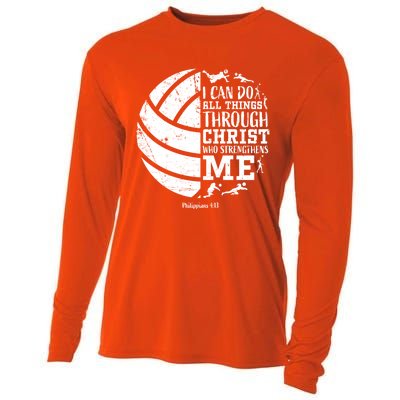 Cute Philippians 4:13 Volleyball Funny Gift Teen Her Gift Cooling Performance Long Sleeve Crew