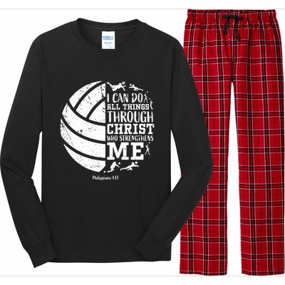 Cute Philippians 4:13 Volleyball Funny Gift Teen Her Gift Long Sleeve Pajama Set