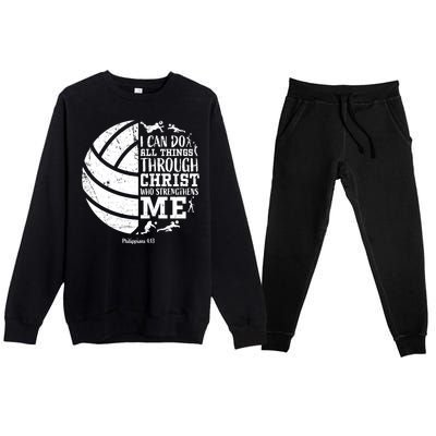 Cute Philippians 4:13 Volleyball Funny Gift Teen Her Gift Premium Crewneck Sweatsuit Set