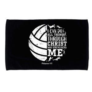 Cute Philippians 4:13 Volleyball Funny Gift Teen Her Gift Microfiber Hand Towel