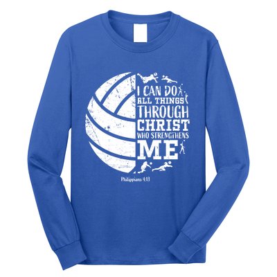 Cute Philippians 4:13 Volleyball Funny Gift Teen Her Gift Long Sleeve Shirt